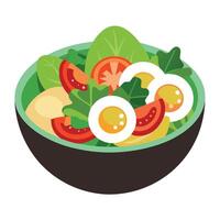 Fresh Salad with Eggs. Tomatoes. Bacon. and Avocado vector