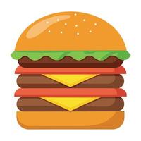 An image of a double cheeseburger with two beef patties vector