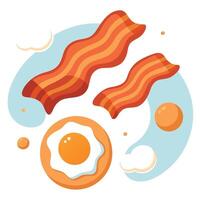 Crispy Bacon and Scrambled Eggs Floating in Mid-Air vector