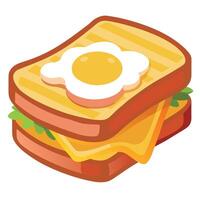 A grilled cheese sandwich with an egg and bacon vector