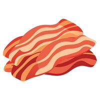 A pile of bacon sitting on top of a white table vector