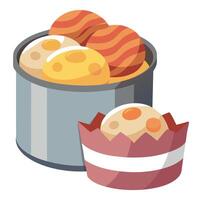 Egg muffins with potato bacon and cheddar in a tin vector