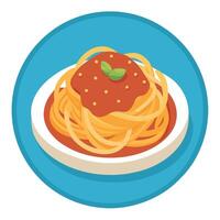 A plate of spaghetti with cheese and meat sauce vector