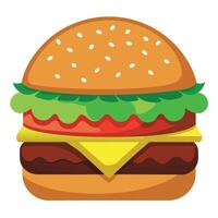 Delicious hamburger with cucumber. meat and cheese vector