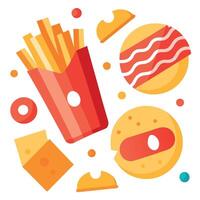 Background Of Cheddar And Bacon Fries And Chips vector