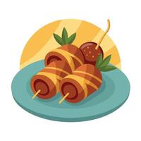 Elegant appetizer featuring bacon-wrapped dates vector