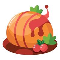 Glazed Thanksgiving ham. adorned with syrup and cloves vector