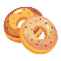 Bacon and cheese bagels topped with sesame seeds vector