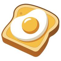 Fried egg on toast top view. isolated on white vector