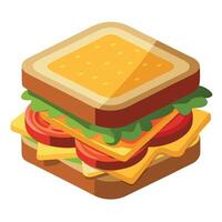 Delicious toast sandwich on a white background vector