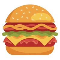 Cheesy bacon smashburger made with rustic homemade ingredients. vector