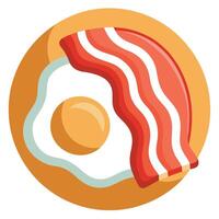 Close-up of a Delicious and Appetizing Bacon and Egg Breakfast vector