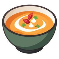 Butternut squash soup recipe with bacon and heavy cream garnish vector