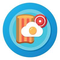 A plate with a piece of toast topped with bacon and an egg. AI. vector