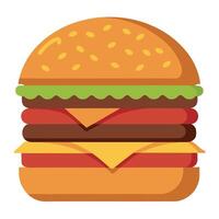 A large hamburger with two patties and a slice of cheese on top vector