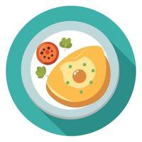 Breakfast omelette on a plate top view isolated on transparent vector