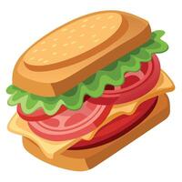 Close-up of sandwuich with bacon. tomato. onion and lettuce vector