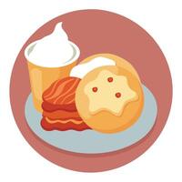 Crispy Bacon and Creamy Gravy Drizzle Over Buttery Biscuits vector
