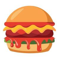 Close-up of a Juicy Cheeseburger with Bacon and Dripping Sauce vector