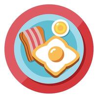 Classic Breakfast Plate with Fried Egg. Bacon and Toasted Bread vector