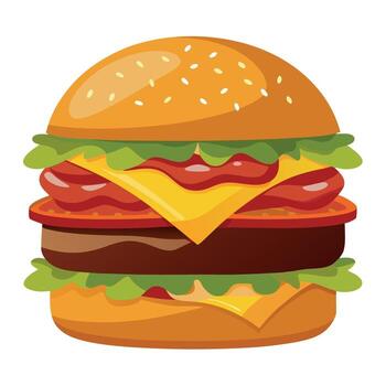 Double cheeseburger with bacon. with transparencies. format vector