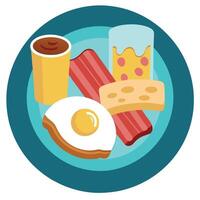 Homemade american scrambled egg breakfast with bacon and toast vector