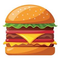 Delicious Double Cheeseburger With Bacon and Fresh Toppings vector