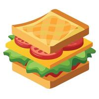 A grilled cheese sandwich with bacon lettuce tomato and avocado vector