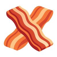 Cooked bacon slices isolated on transparent or white background vector