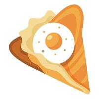 Crispy Buckwheat Crepes with Gooey Cheese and Sunny-Side-Up Egg vector