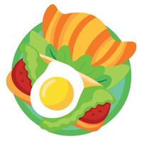 Colorful Bacon and Egg Salad on Toasted Croissants with Avocado vector