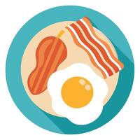 Crispy Bacon and Sunny-Side Up Eggs on a White Wooden Table vector