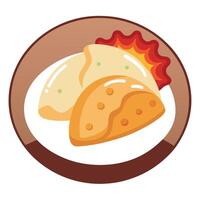 Delicious Cheese Pierogi with Mashed Potatoes and Crispy Bacon vector