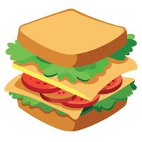 Classic BLT Sandwich With Bacon. Lettuce. and Tomatoes vector