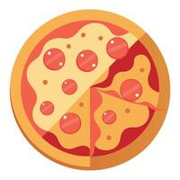 Big pizza with bacon isolated on transparent background vector