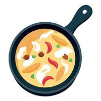 Creamy Chicken and Bacon Pasta Shells in a Skillet vector