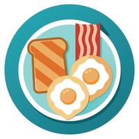A plate of bacon. eggs. and toast on a table vector