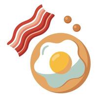 Crispy Bacon and Sunny Side Up Egg Floating in Air vector