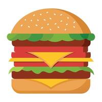 A double cheeseburger with bacon and ketchup vector