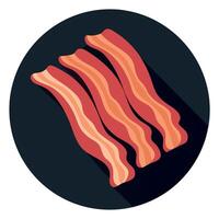 Crispy bacon slices arranged on a dark background. vector