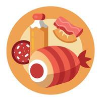 Epicurean Delight - Prosciutto. Sausage. Bacon Showcase vector