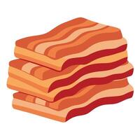 A stack of crispy bacon slices on a clean white surface vector