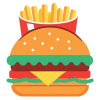 Big burger with fries ketchup and mayonnaise vector