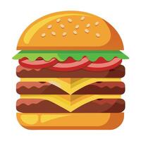 A double cheeseburger with bacon and pickles vector