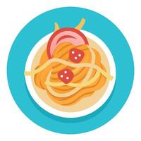 A plate of spaghetti with bacon and parmesan vector