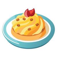 A plate of mashed potatoes with bacon and cheese on top vector