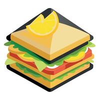 A shallow focus of a club sandwich with lemon juice on a black surface vector