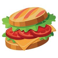 Close-up of a delicious blt sandwich with crispy bacon. lettuce. and tomato slices vector