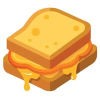 Grilled Cheese Sandwich with Melted Cheese and Crispy Buttered Bread. vector
