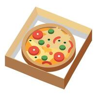 Carbonara pizza in a box on a white background. top view. for the menu vector